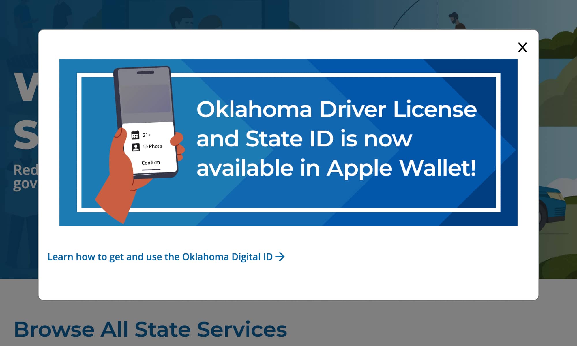Oklahoma drivers license Apple Wallet banner