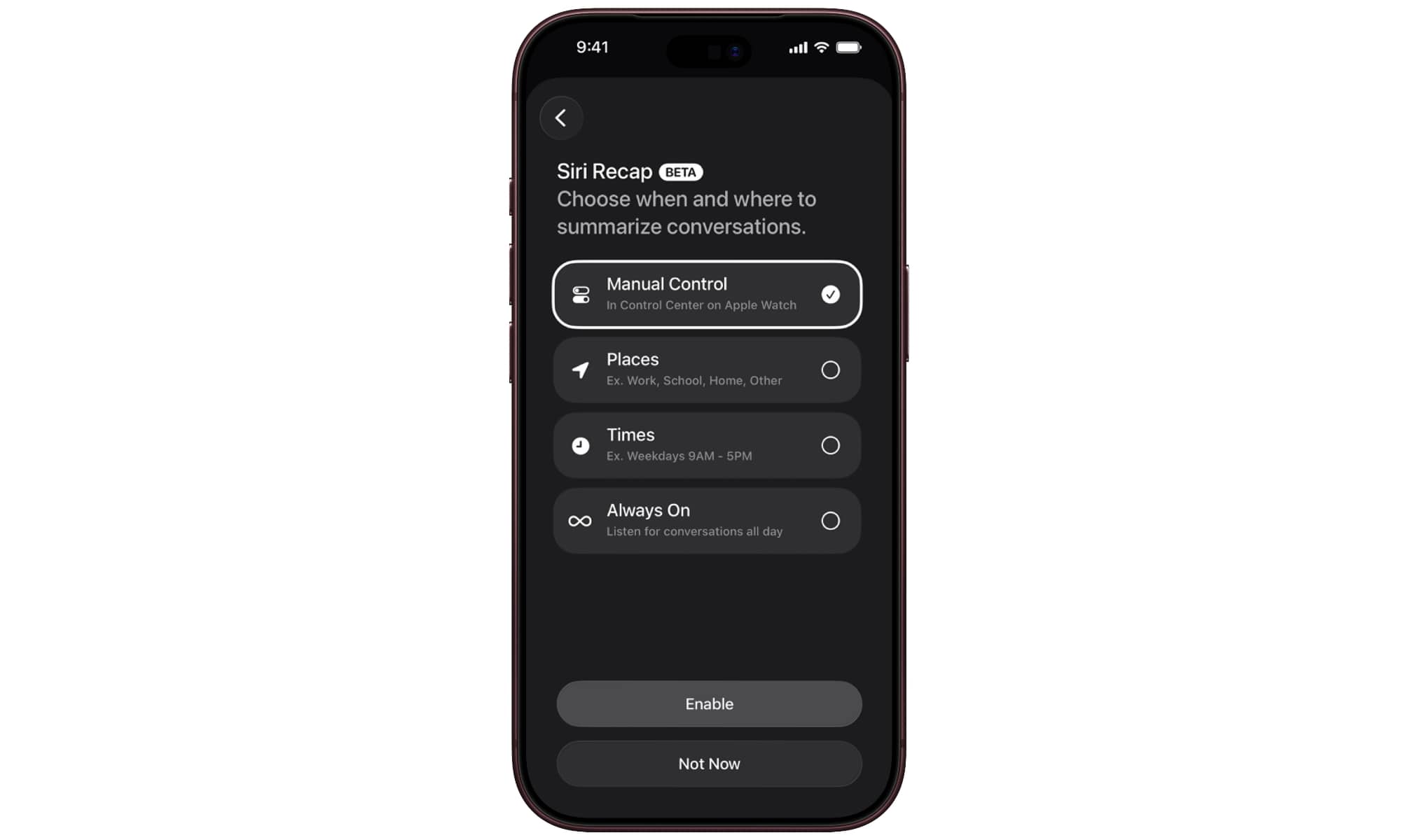 Siri Recap setup