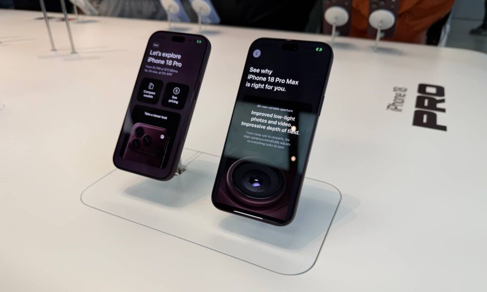 iPhone 18 Pro on display at an Apple Store.