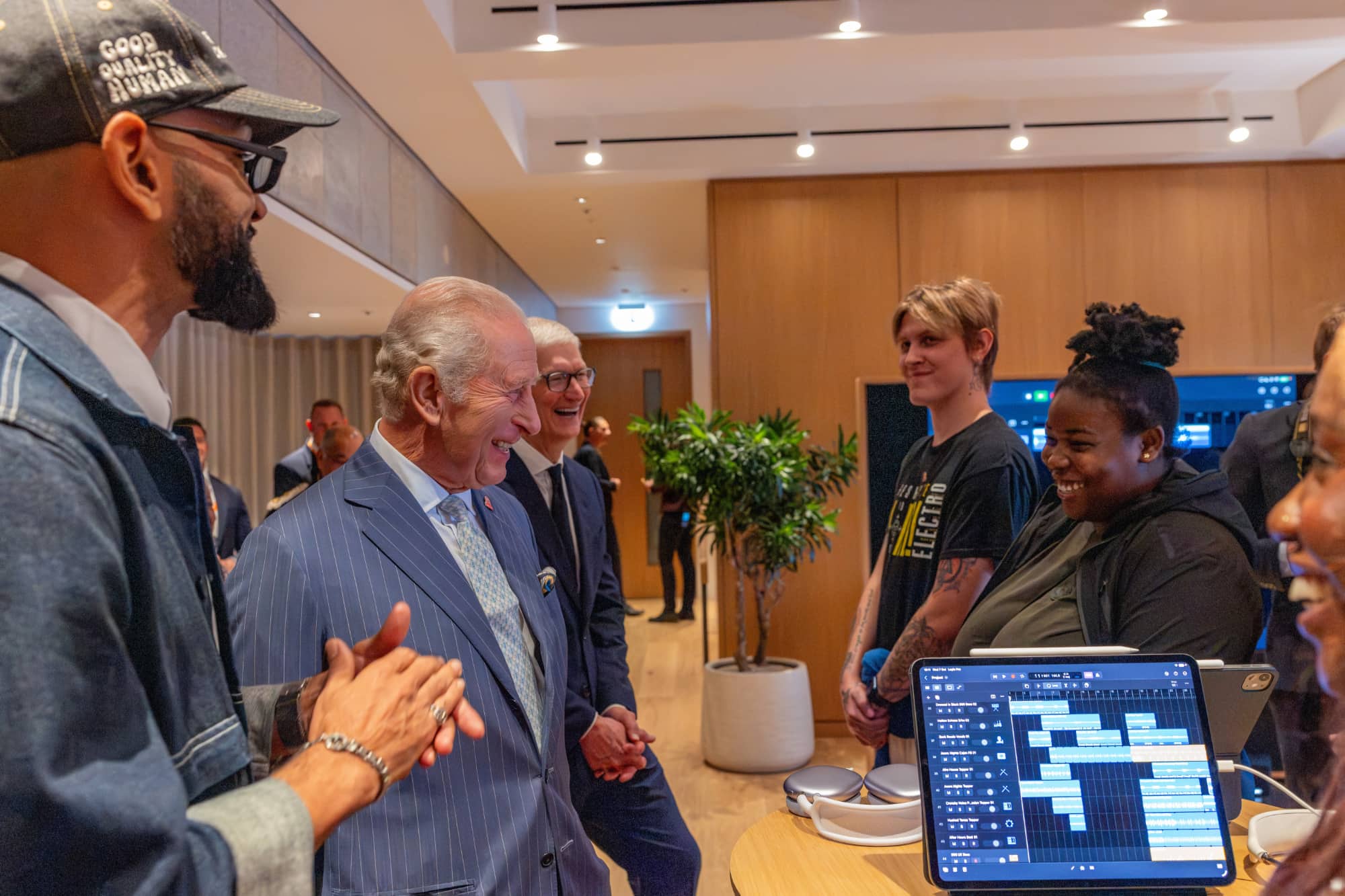 Apple x Kings Trust Creative Labs Prophet Guillory His Majesty The King and Tim Cook greet cohort