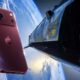 Burgundy iPhone Over Earth and spaceX
