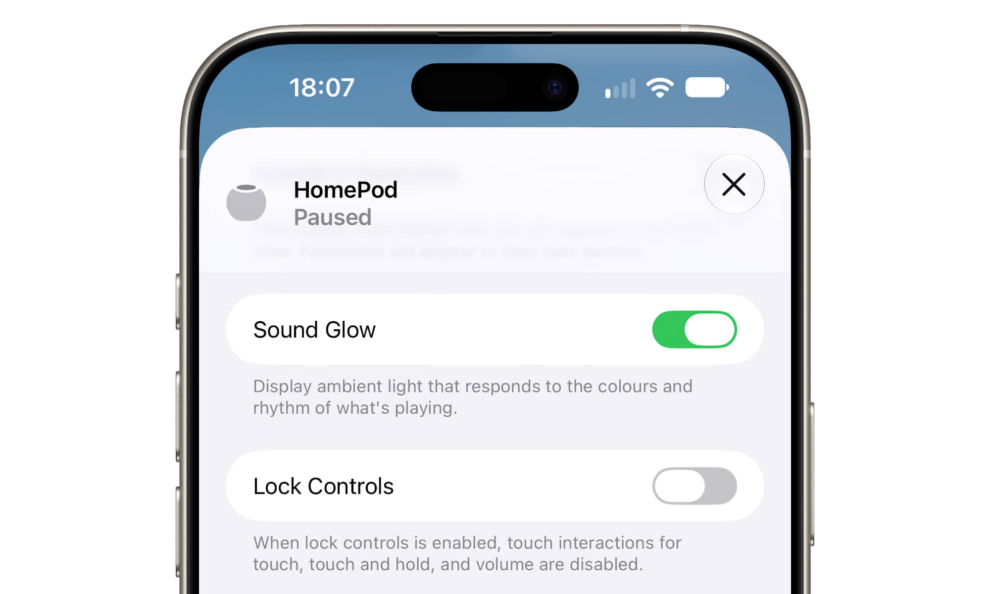 HomePod 27.2 Sound Glow Lock Controls Home app