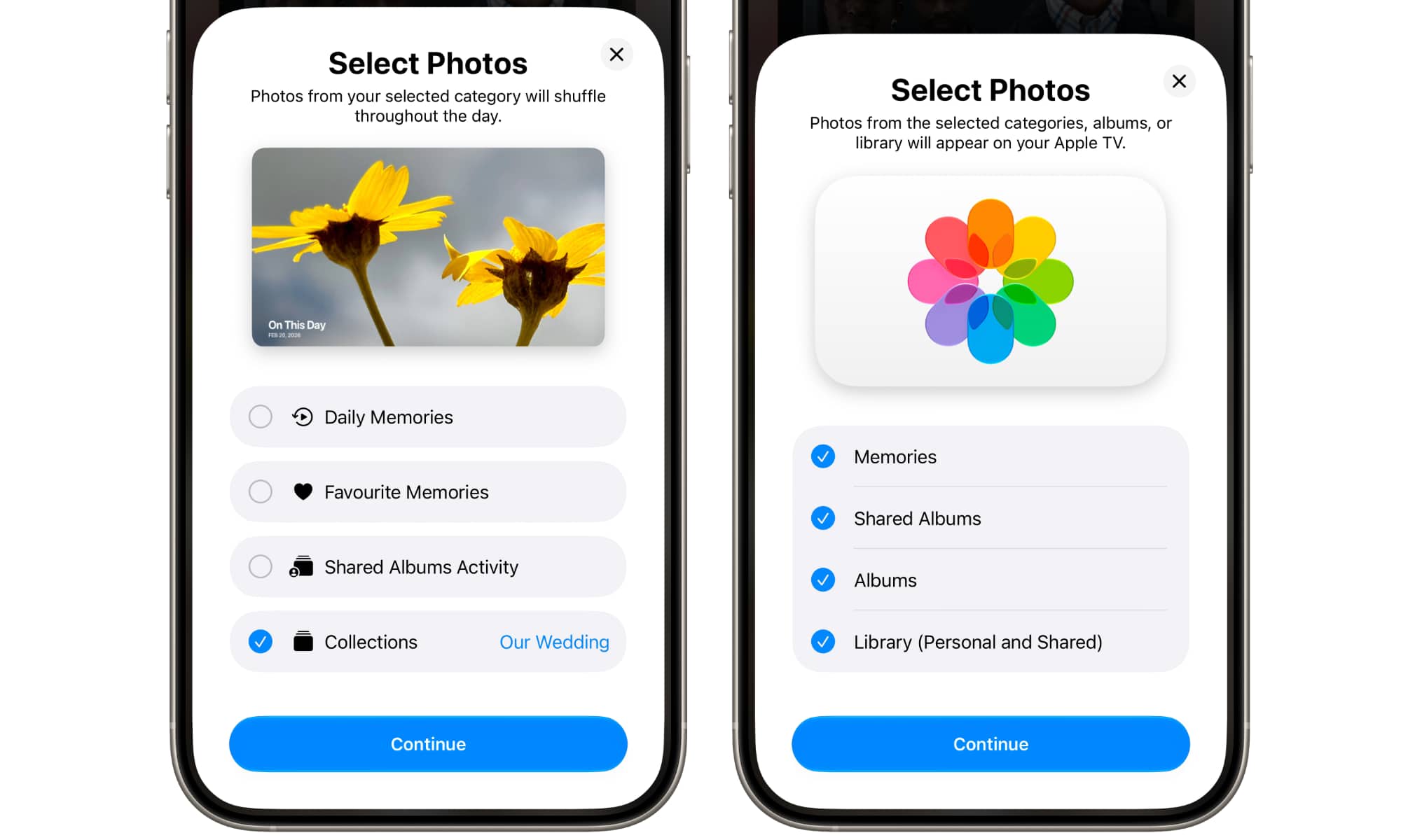 Selecting Photos from iPhone for Screen Saver and Photos app in tvOS 27.2